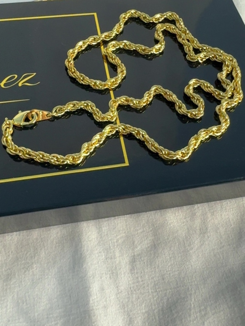 14KGP Rope Chain Necklace Gold Tone Classic 22.5” San Tropez Collezioni - Picture 3 of 9